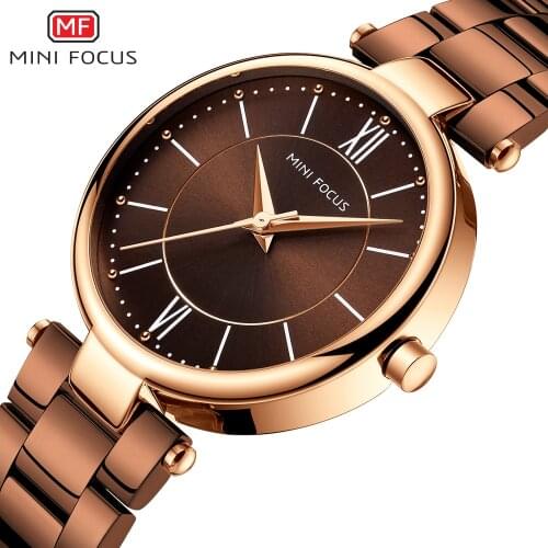 MINI FOCUS Ladies Watch For Women Luxury Watches 2020 Fashion Quartz Wrist Watch Coffee Stainless Steel Brand Minimalist часы