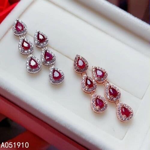 KJJEAXCMY boutique jewelry 925 sterling silver inlaid natural ruby gemstone womens earrings support detection exquisite