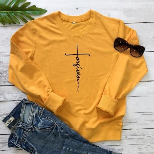 Forgiven Vertical Cross Sweatshirt Womens Religious Christian Church Sweatshirts Casual Unisex Inspirational Jesus Pullovers