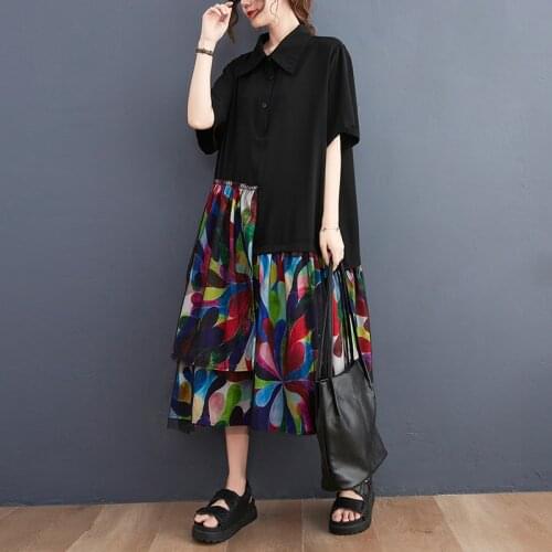 Korea Style Cotton Chiffon Street Fashion Chic Girls Blouse Dress 2021 New Arrival Patchwork Loose Women Summer Casual Dress