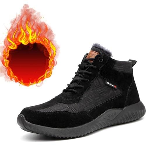 Winter Safety Work Boots Steel Toe Working Men Boots Warm Add Velvet Cold Protective Non Slip Anti Smashing Puncture Proof Shoes