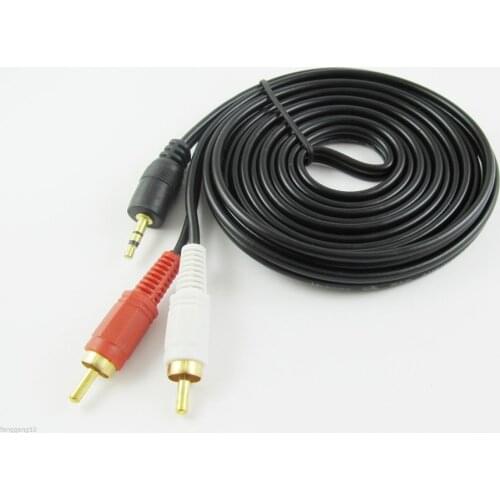 1pcs 3.5mm Stereo Male Plug to 2x RCA Phono Male Audio Video AV Adapter Cable 3M Gold