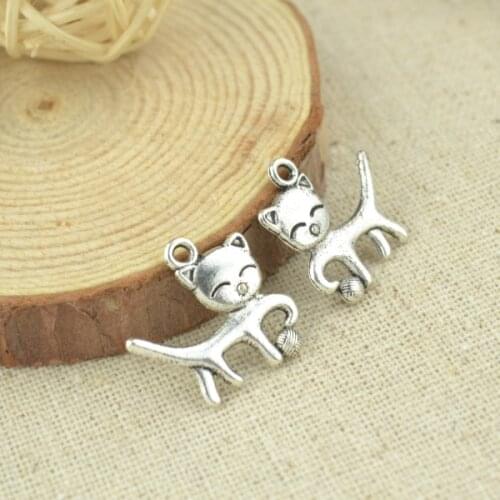20 pcs 19*18 mm Antique Tibetan Silver Charms Bracelet Necklace Pendant New Fashion Alloy charm Cat D929