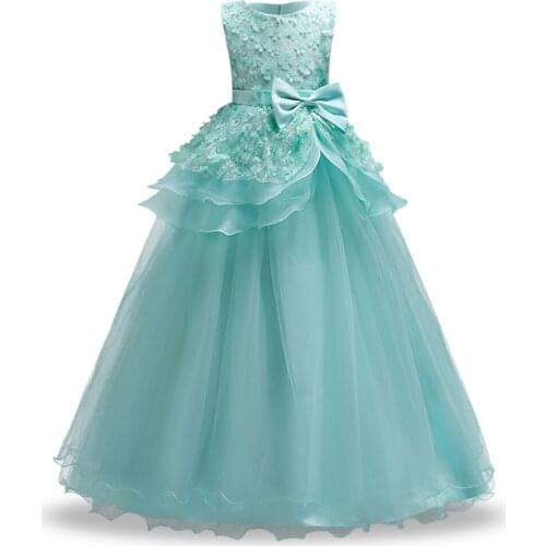 2020 Elegant Princess Wedding Dresses Teenage Birthday Party Dress Summers Flower Girl Dresses Sleeveless Lace Petals Dress