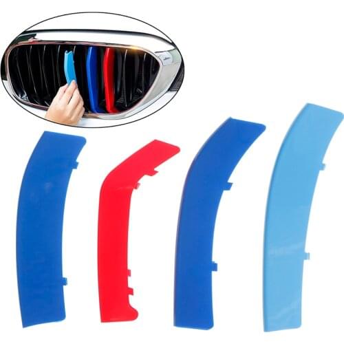 3pcs 3D Car Front Grille Trim Strips Cover Motorsport Car Stickers For BMW 3/5 Series F30 F10 M Power Performance Accessories