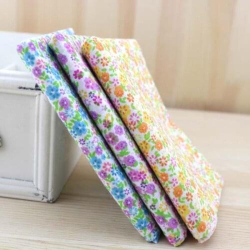 Three-colour Small broken flower cotton cloth Patchwork DIY Quilt Fabric 150CM*50CM 3Pcs/lot Blue, purple Yellow Rural style