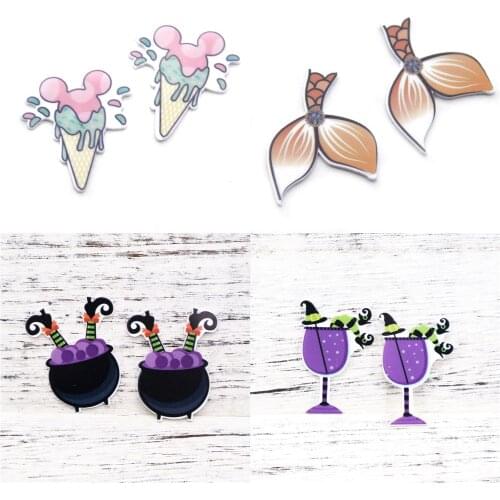 5pcs/lot Cartoon Ice Cream Girl Glitter Acrylic Flatback Planar Resins For Bows DIY Handmade Craft Jewelry Accessories,5Yc19105