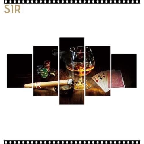 HD 5 Pieces Red Wine Pictures Print Posters Wall HD Art Home Decor for Living Room Painting on The Wall Pictures Wine Wall Art