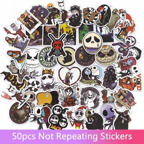 50pcs Tim Burtons Corpse Bride Stickers Nightmare Before Christmas Motorcycle Phone Laptop Graffiti Stickers Decals gift toys