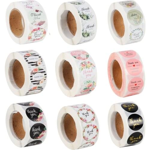 500pcs Round Floral Thank You Stickers for Wedding Birthday Party decoration Handmade Stickers Christmas Gift Card Seal Labels