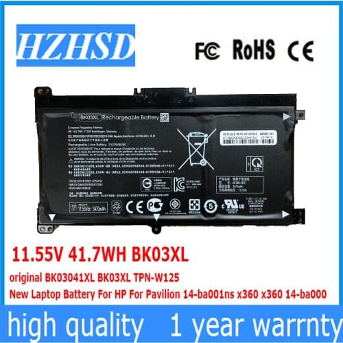 11.55V 41.7WH BK03XL original BK03041XL BK03XL TPN-W125 New Laptop Battery For HP For Pavilion 14-ba001ns x360 x360 14-ba000
