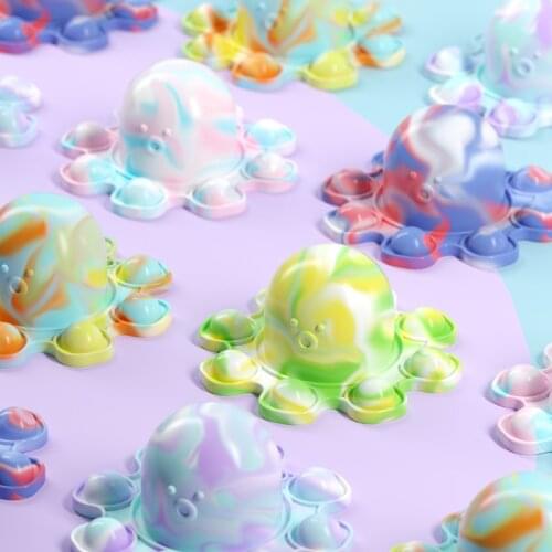 Anime Fun Fidget Toys Push Pops Silicone flip Octopus Doll Two-Sided Mood Expression Emotional Decompression Adult Kids Toys
