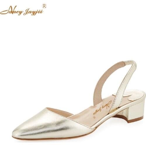 Aspro 30mm Napa Slingback Pump Gold Summer Sandal Roman Shoe Lady Chunky High Heeled Square Solid Work Office Career Size 11 16