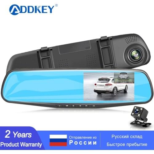 ADDKEY Full HD 1080P Car Dvr Camera Auto 4.3 Inch Rearview Mirror Dash Digital Video Recorder Dual Lens Registratory Camcorder