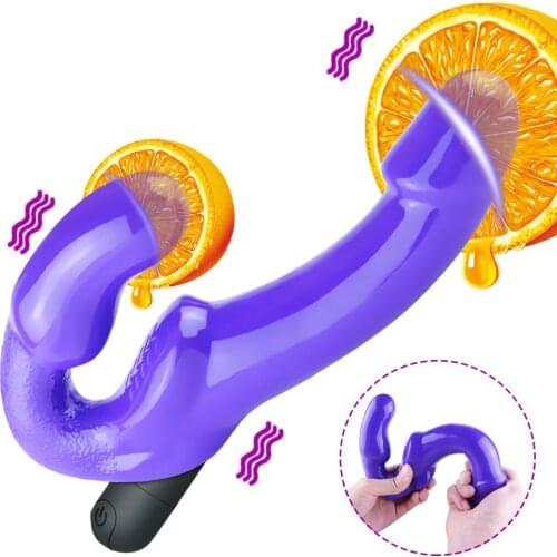 Strapless Strapon Dildo Double Head Realistic Dildo with Bullet Vibrator Jelly Vagina Massage Anal Plug Sex Toy for Lesbian