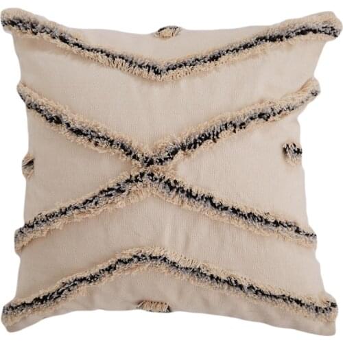 Beige Cushion Cover Vintage Cotton Linen Floral Moroccan Style Pillow Cover 45x45cm Pillowcase for Seat Chair Home Decoration