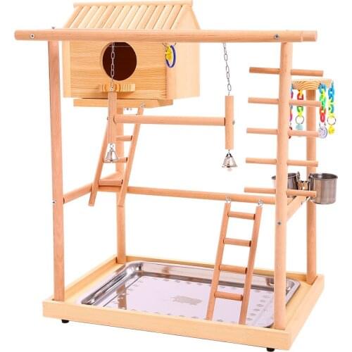 BIG Bird Perches Nest Play Stand Gym Parrot Playground Playgym Playpen Playstand Swing Bridge Wood Climb Ladders Wooden Conures