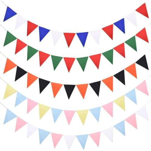Colored Felt Cloth Garland Flags Bunting Wedding Birthday Party Decor Wall Hanging Banners Baby Shower Supplies Take Photo Props