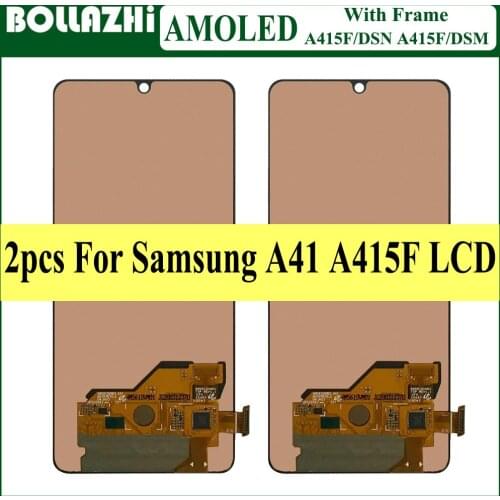 2 Piece/lot Super AMOLED For Samsung Galaxy A41 LCD Display Touch Screen Digitizer Assembly Replacement Parts SM-A415F With Fram