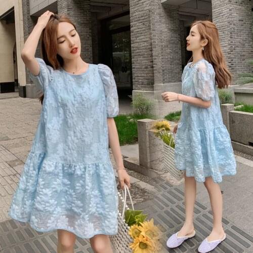 6123# Maternity Clothes Summer Short Sleeve Easy Matching Loose fleabane Stylish Dress for Pregnant Women Mom Dress