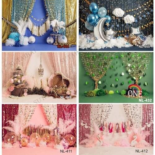 Birthday Cake Smash Photography Backdrop Photo Studio Balloons Golden Twinkle Star Baby Portrait Background Cloud Moon Photocall