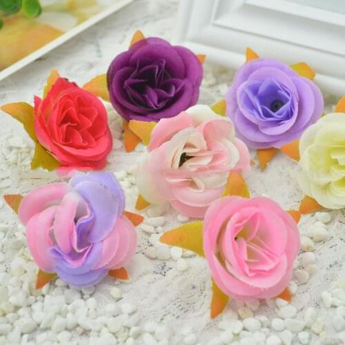 Artificial flowers Fresh pastoral simulation silk rose roses head fake flowers simulation flowers wholesale DIY bead head flower