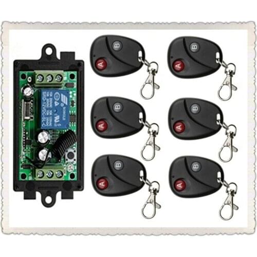 JRLKEJEE 7pcs New DC12V 1CH RF Wireless Remote Control Switch System Transmitter with Two-button Receiver Smart Home Switch
