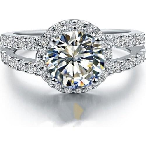 Classical Female Ring 1CT 6.5MM G-H Round Cut Moissanite Ring Test Positive Certificate 925 Sterling Silver Ring