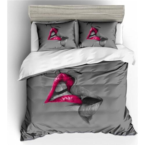 Valentines Day 3 piece set bedding set kissing print pattern duvet cover pillowcase queen size home decorations Bedclothes