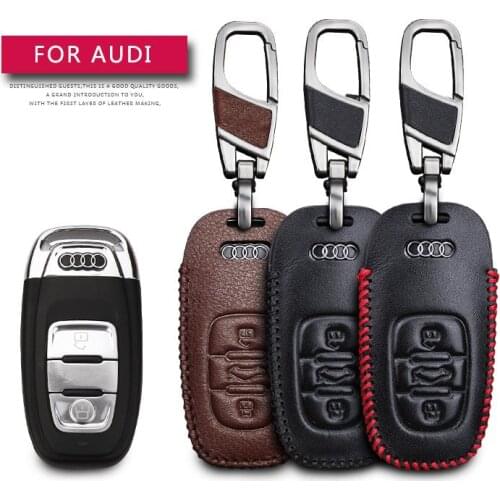 Leather Car Key Case Cover For Audi B6 B7 B8 A4 A5 A6 A7 A8 Q5 Q7 R8 TT S5 S6 S7 S8 SQ5 Protection Key Shell Skin Bag Only case