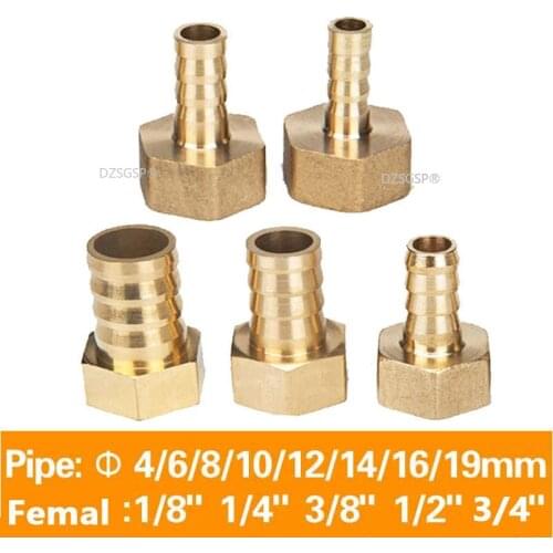 Brass Hose Fitting 4mm 6mm 8mm 10mm 19mm Barb Tail 1/8" 1/4" 1/2" 3/8" BSP Female Thread Copper Connector Joint Coupler Adapter