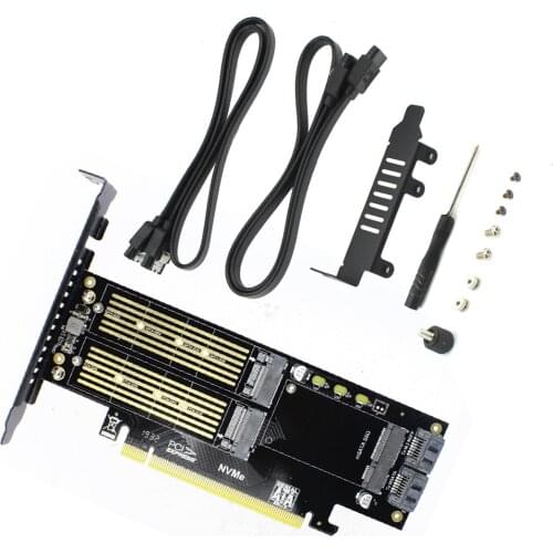 M.2 for NVMe SSD for NGFF to PCIE 3.0 X16 Adapter M Key B Key mSATA PCI Express 3.0 m2 SSD AHCI mSATA 3in 1 Converter Riser Card