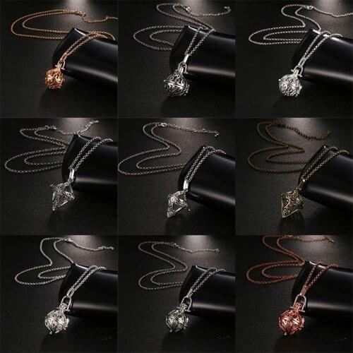 Mexico Chime Music Piano Ball Locket Vintage Cross Necklace Pregnancy Sweater Chain Pendant Aroma Essential Oil Diffuser Jewelry