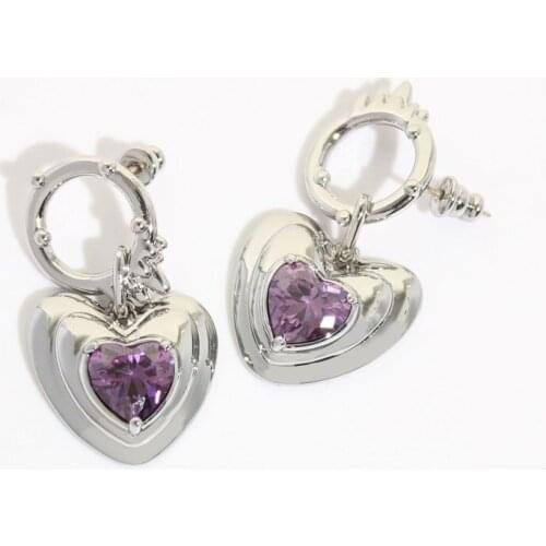 Love Heart Series Metal Wind Love Gem European and American Minority Designer Earrings
