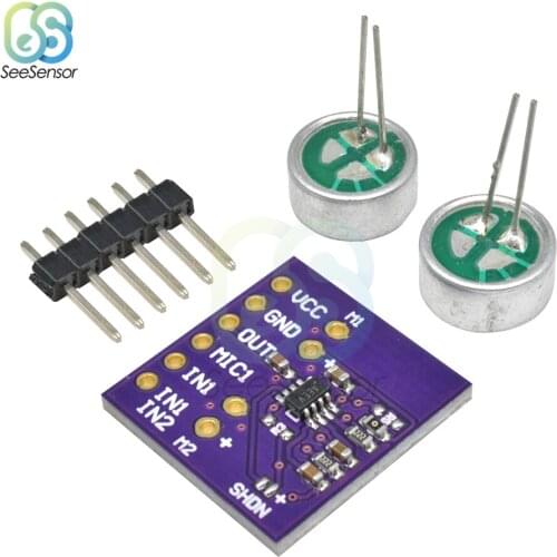 CJMCU-9813 MAX9813H Microphone Module Microphone Amplifier Module Double Input Fixed Gain Integrated Bias 4.5V to 5.5V