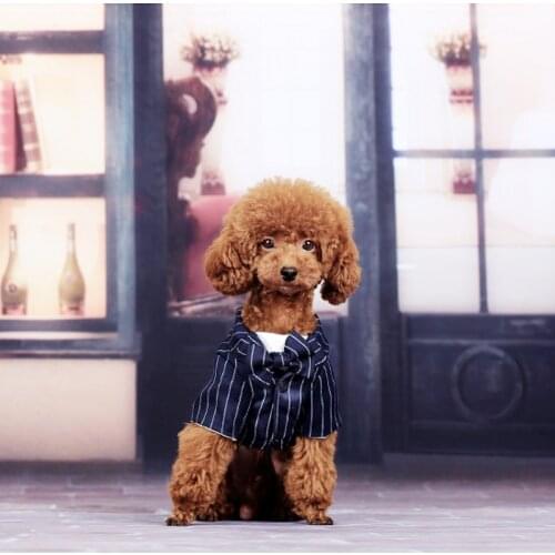 Fashion Dog Clothes Pet Shirt Striped Suit Jacket Coat Wedding Tuxedo Suit With Bow Tie Clothing For Small Dogs Costume