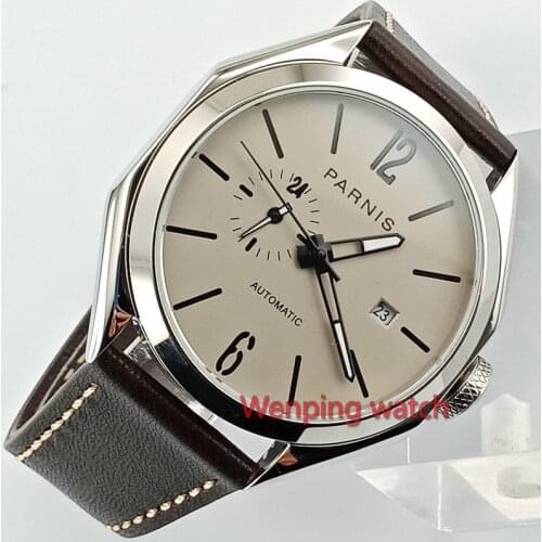Parnis 43mm new Sapphire glass polish steel Polygon case gray dial Miyota 821A Automatic Mechanical Men Watches W2798