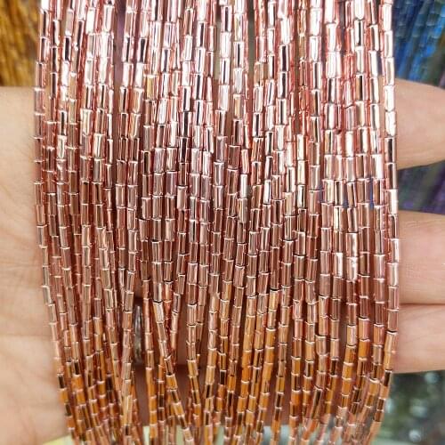 Natural Stone Hematite Loose Beads Colorful Plating Jewelry Making 2*4mm Cylindrical Beaded DIY Handmade Bracelet Necklace Parts