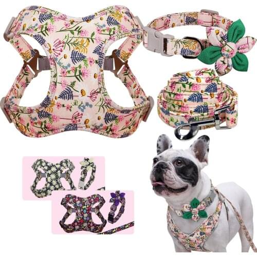 No Pull Nylon Dog Harness Leash Set Reflective Step in Dogs Harness French Bulldog Harnesses Vest Pet Collar Leash For Chihuahua