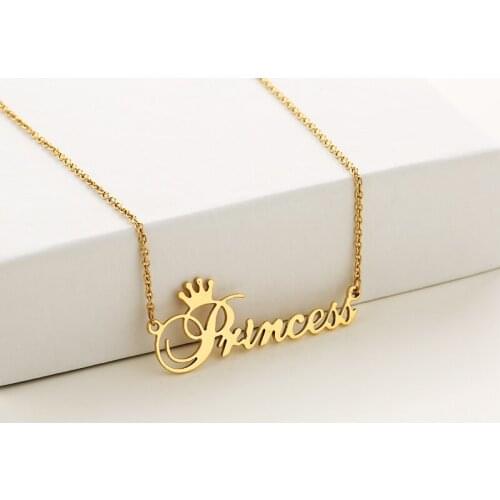 "Princess" Name Necklace Stainless Steel Letter Pandent Jewelry For The Daughter Birthday Gift