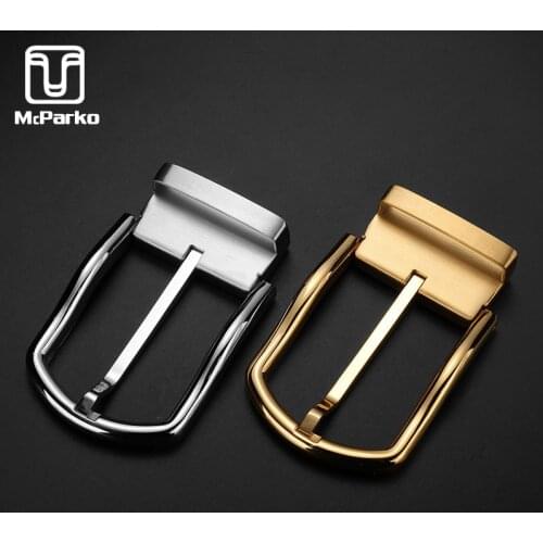 McParko Stainless steel Belt Buckle Men Waist belt buckle Metal High Quality Pin buckle 3.8cm Luxury Design Golden Silver color
