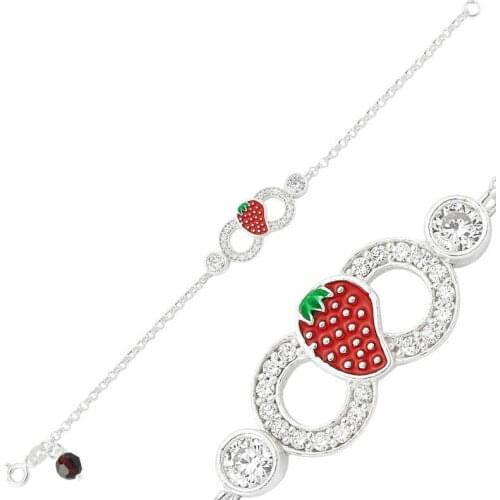 Silverlina Silver Strawberry Infinity Child Bracelet