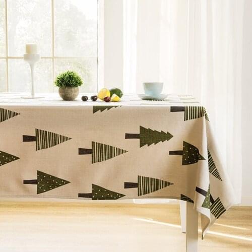 Nordic green forest plant tablecloth dining cotton table covers thick dressing table cloth home kitchen banquet party decoration