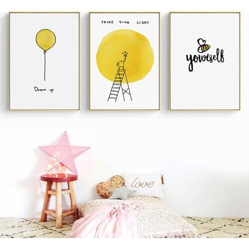 Modern Funny Letters Quotes Canvas Painting Nordic Dream Up Poster and Print Wall Art Pictures for Boys Kids Playroom Decor
