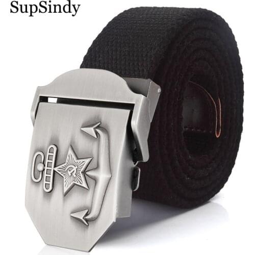 SupSindy Men&Women Canvas belt 3D Soviet navy USSR CCCP Metal buckle jeans belt Soldiers military Army tactical belts male strap