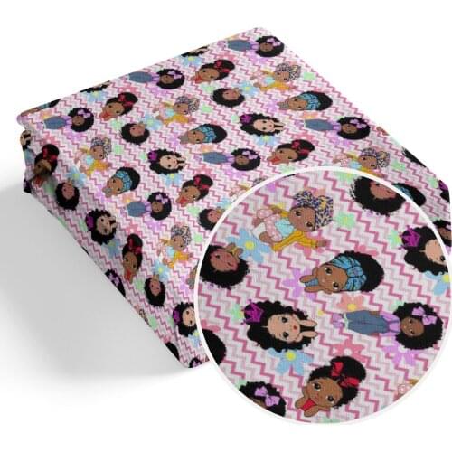 Black Girl Printed 100% polyester printed fabric 50x145cm for Tissue Kids Home Textile for Sewing Doll Making DIY