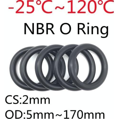 20pcs Black O Ring Gasket CS 2mm OD 60mm ~ 170mm NBR Automobile Nitrile Rubber Round O Type Corrosion Oil Resistant Seal Washer