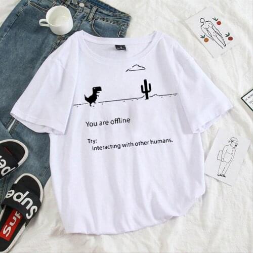 Female T-shirt Summer Woman Kpop Clothes Harajuku Casual Tshirt Dinosaur Printed Short-sleeved Plus Size Shirts Ladies Clothing