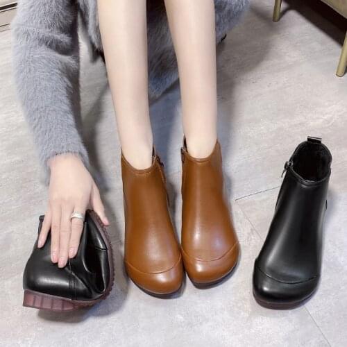 COOTELILI Women Boots Womens Cotton Boots Winter Warm Boots Casual Shoes Woman Ankle Boots 2cm Heel With Plush Plus Size 40