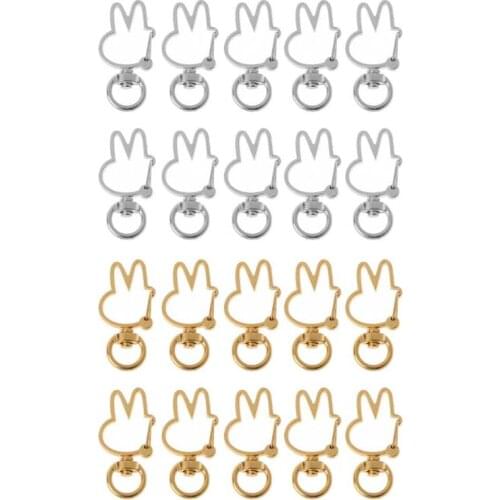 10 pieces of cute rabbit keychain metal rotating lobster clasp clasp hook jewelry handicraft making accessories